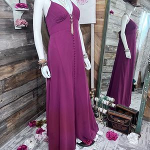 AZAZIE Alaya Spaghetti Strap Maxi Button Front Detail Dress in Cabernet 💗